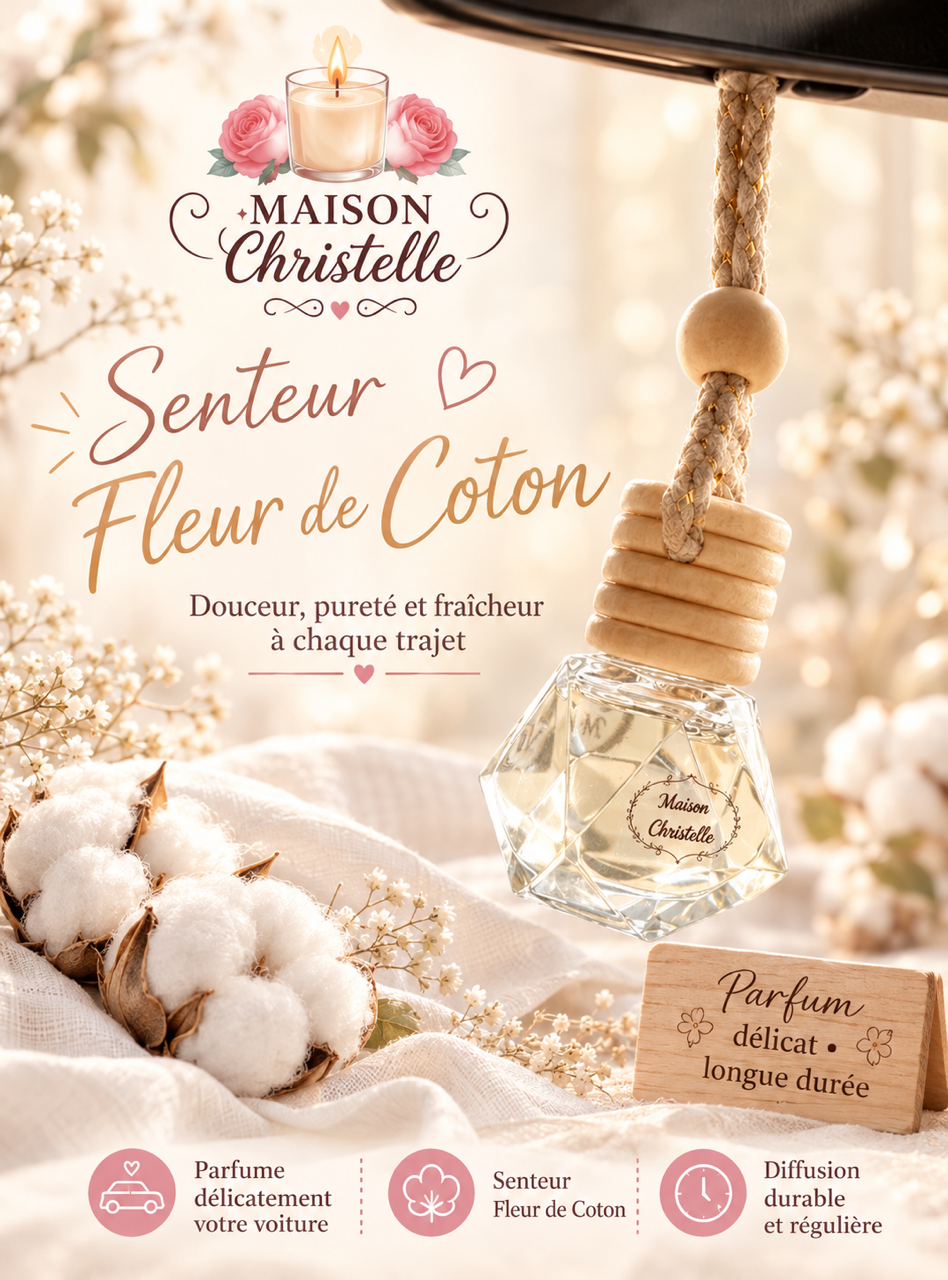 Suspension voiture parfum Fleur de coton